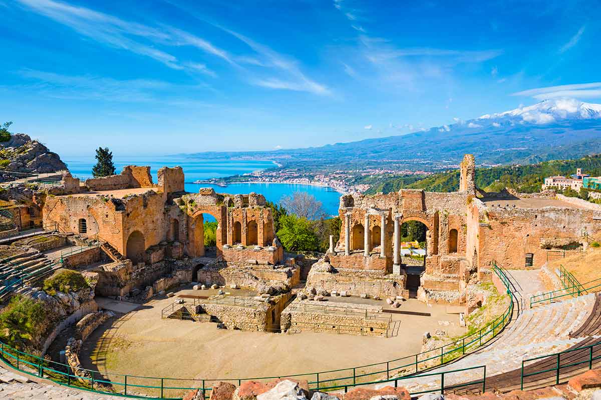 Ancient Theatre of Taormina architecture of a symbol of Sicily